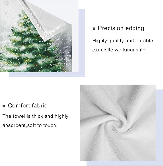 Christmas Winter Towels Set of 3 Rustic Christmas Tree with Snowflakes Bathroom Towel Soft Absorbent Bath Hand Towels Washcloth Guest Towel Sets Xmas Holiday Decor