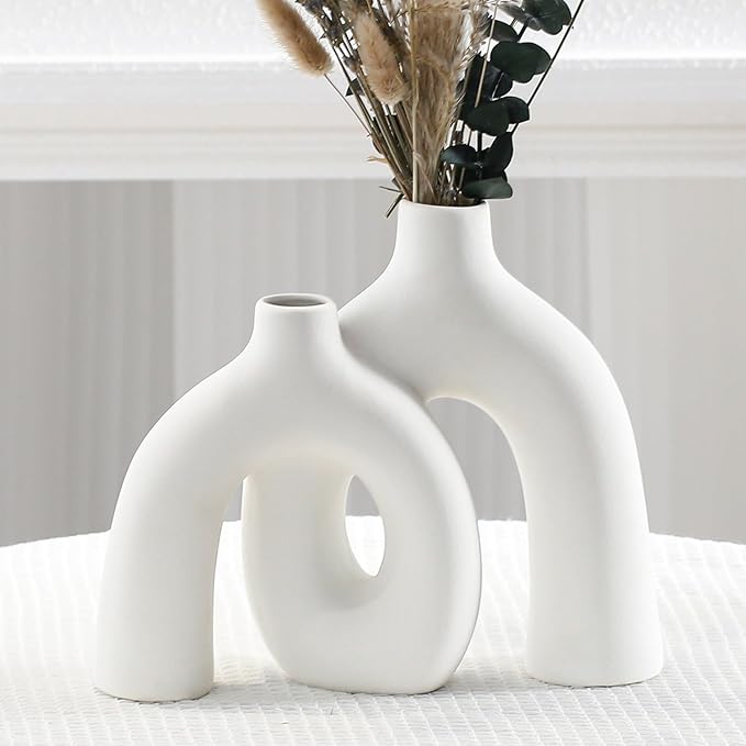 Sculptural Ceramic Vase — Intertwined Figure Design, Minimalist Statement Piece