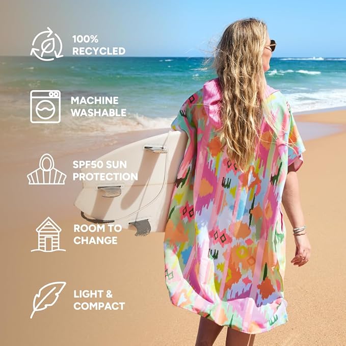 Dock & Bay Adult Poncho - Hooded Towel with Deep Pockets, Changing Robe - Quick Dry - Compact, Lightweight - Includes Bag