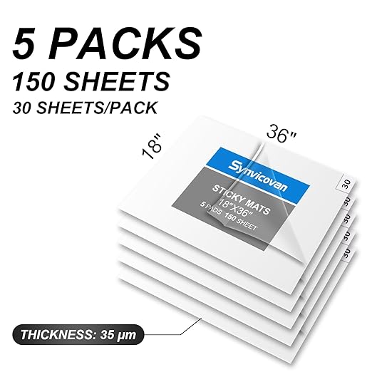 18" x 36" White Sticky Mat Tacky Pads Adhesive Floor Mat (5 Packs,150 Sheets,30 Sheets/Pack） for Cleanroom Laboratory Hospital Construction Pets Home Indoor Gymnasium and Workshop