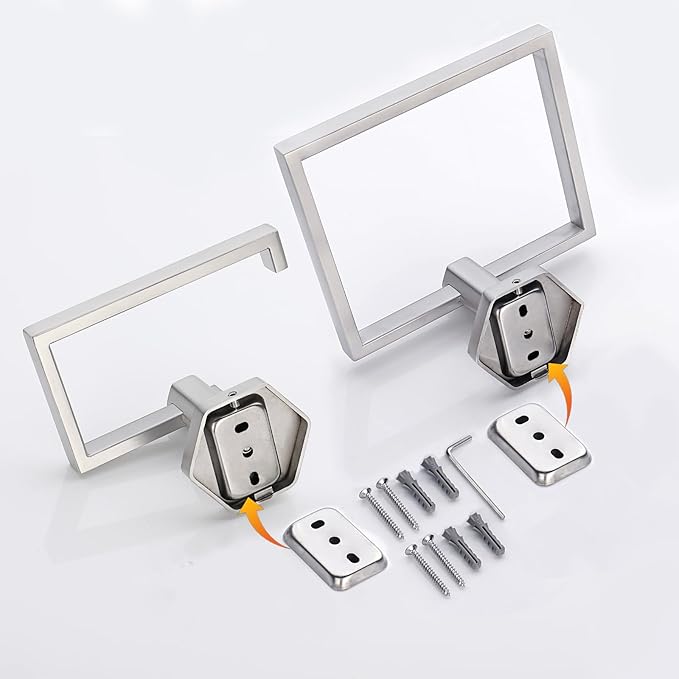 GERZWY SUS 304 Stainless Steel 2 Piece Bathroom Hardware Set Towel Ring and Toilet Paper Holder Wall Mounted, Brushed Finish