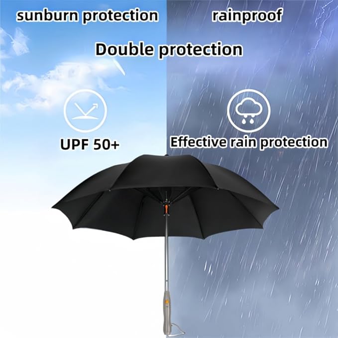 Umbrella with Fan & Mist Spray - Rechargeable UV Protective Cooling Umbrella for Patio, Beach, Travel — Portable Misting System & Detachable Water Bottle Included
