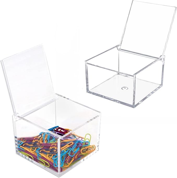 Acrylic Box with Lid Small Clear Boxes for Display Kitchen Storage Stackable Freezer and Fridge Organizer Lidded Bin Clear Display Case Gift Wrap Box with Hinge Lid