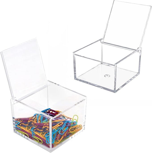 Acrylic Box with Lid Small Clear Boxes for Display Kitchen Storage Stackable Freezer and Fridge Organizer Lidded Bin Clear Display Case Gift Wrap Box with Hinge Lid