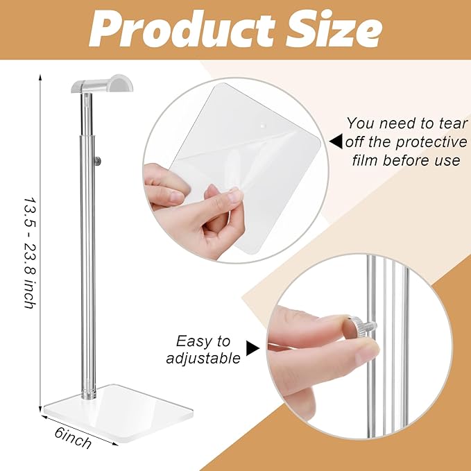 3 Pcs Acrylic Purses Display Stand 14 to 24 Height Clear Adjustable Handbag Rack Purse Organizer for Closet Table Bag Hanging Stand for Closet Retail Vendor Commercial Store