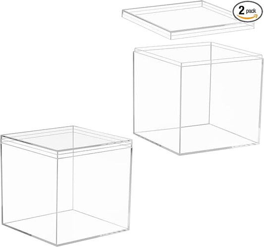 KissYou Acrylic Box Large Clear Boxes With Lids Square Cube Jewelry Storage Containers Weddings, Christmas Party Box for Display