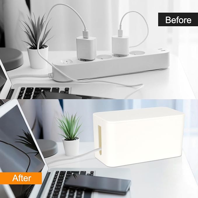 Cable Management Cord Cover Wire Hider Box Concealer Organizer Protector System for Home Theater Entertainment Center Office School (White)