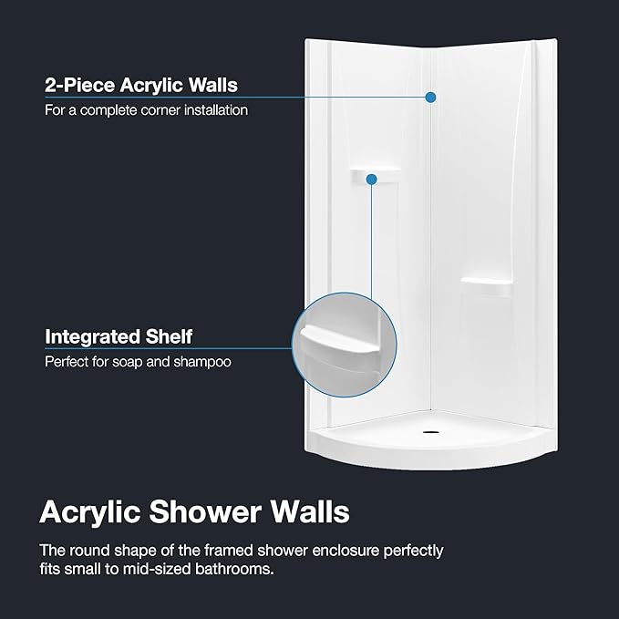OVE Decors Breeze 32 in. Corner Shower Clear Sliding Door with Included Walls and Base in Black Finish