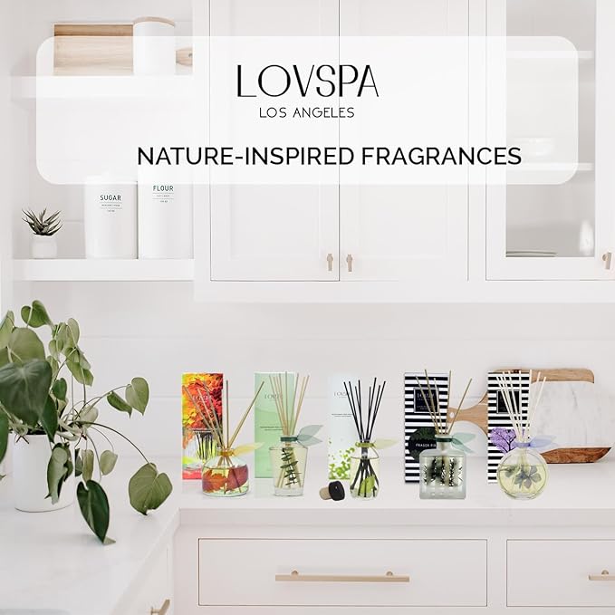 LOVSPA Reed Diffuser Set, Refresh Sicilian Blood Orange Scented Oil Diffuser with Sticks, Home Fragrance Accessories for Bathroom Shelf Decor, Aroma Diffusers for Home or Office Desk, USA Made