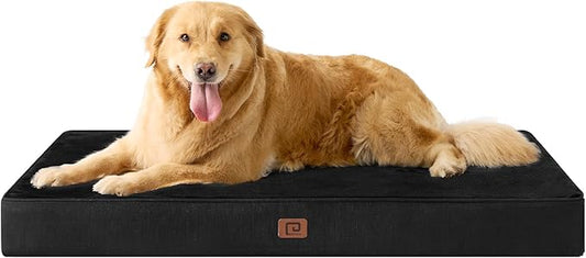 EHEYCIGA Memory Foam Dog Bed Orthopedic 41"x27"，Waterproof Pet Bed for XLarged Dogs ，Washable Pet Mat with Removable Cover, Black