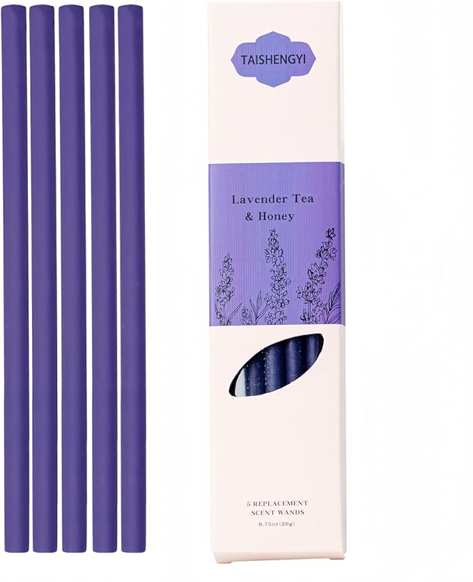 Non-Toxic Air Freshener Stix - Natural Essential Oils Infused, 30 Days Long-Lasting Freshness, 5 Pcs 6" Per Pack for Car Home Office，Ceramic Base not Included (Lavender Tea and Honey)