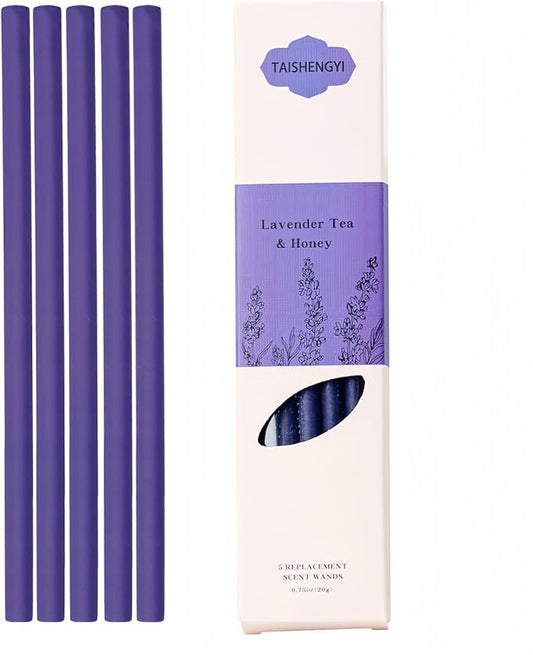 Non-Toxic Air Freshener Stix - Natural Essential Oils Infused, 30 Days Long-Lasting Freshness, 5 Pcs 6" Per Pack for Car Home Office，Ceramic Base not Included (Lavender Tea and Honey)