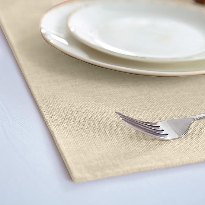 Linen Placemats Set of 4 - Machine Washable Heat Resistant Table Mats