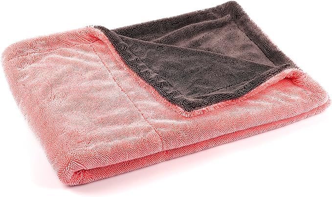 20" x 24" Universal Pink Car Drying Towel – 1200 GSM Rinse-Free Double-Sided Microfiber Towel – Plush, Super Absorbent for Car Wash & Detailing
