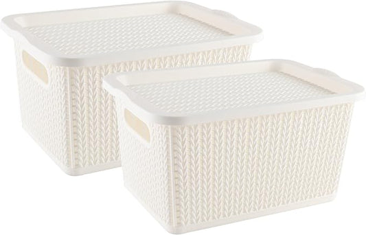 Onion and Potato Storage Bins,Stackable Plastic Pantry Bins with Lids,BPA-Free,Potatos and Onions Storage Baskets for Kitchen (White)
