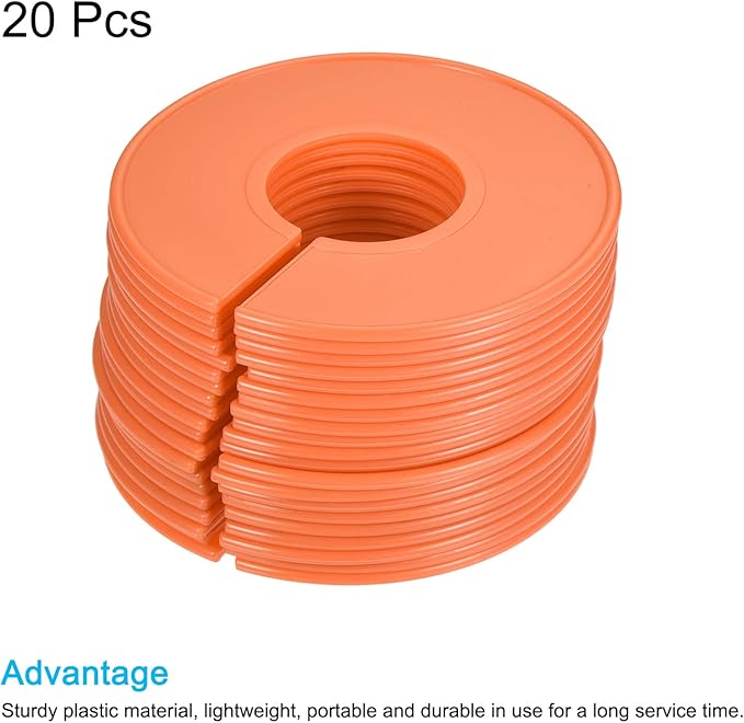 PATIKIL Clothes Dividers 20 Pack Blank Clothing Rack Size Sorting Reusable Wardrobe Round Hanger Separator, Orange