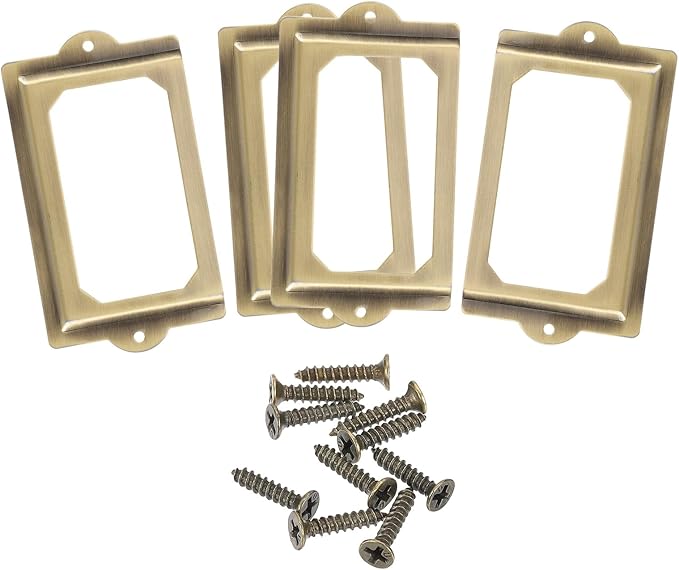 uxcell Metal Label Holders, 124x70mm 4pcs File Name Card Tag Label Holder Frame for Office Library Drawer Cabinet Shelves, Bright Bronze