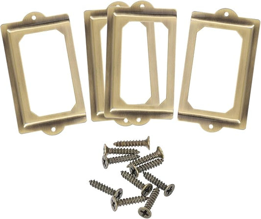 uxcell Metal Label Holders, 124x70mm 4pcs File Name Card Tag Label Holder Frame for Office Library Drawer Cabinet Shelves, Bright Bronze