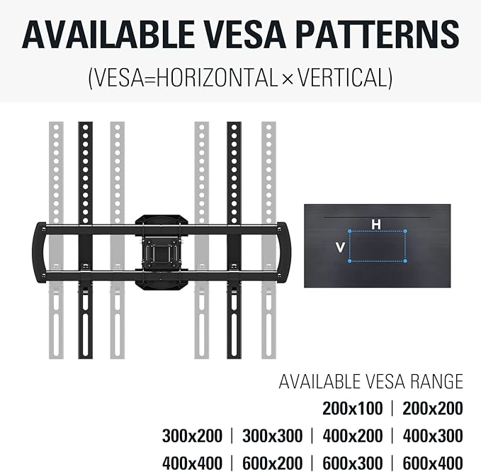 Mounting Dream TV Wall Mount for 42-75 Inch TVs, Full Motion Articulating Bracket with Swivel and Tilt, Max VESA 600x400mm, Up to 100lbs, Fits 16" Wood Studs MD2619