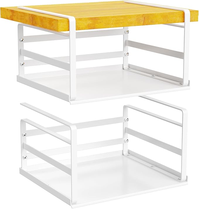PEKGRIL 2 Pack Under Shelf Basket, White Undershelf Storage Basket, Heavy Duty Slide-in Hanging Storage Basket, Metal Under Cabinet Organizer for Kitchen, Pantry, Desk, Bookshelf, Cabinet, CGSN-BS-2P