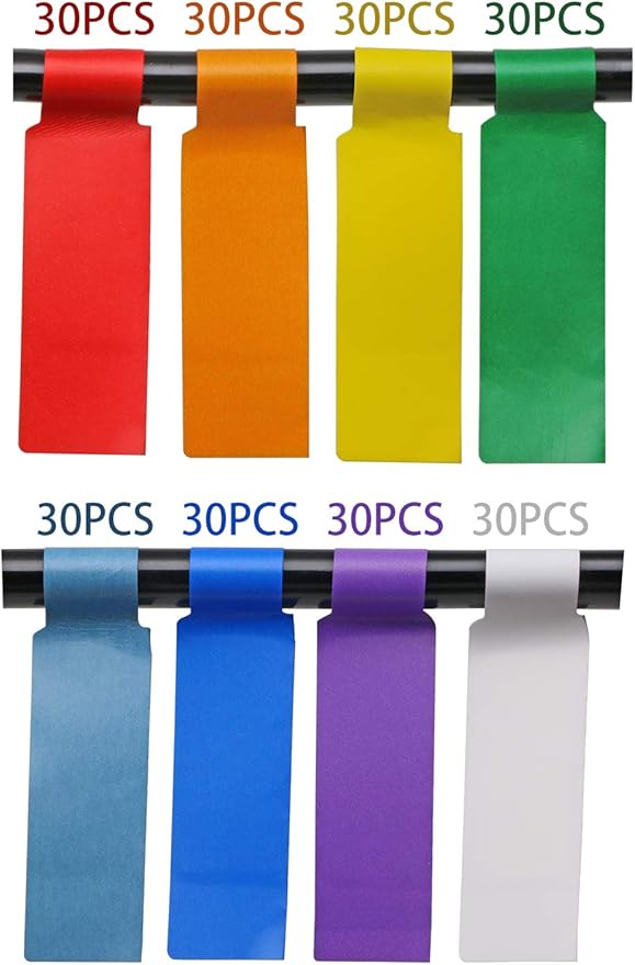 Mini Skater 240 Labels 8 Sheet Colorful Waterproof Cord Labels Tags Write on Stickers Tear Resistant Flexible Works Cord Identification Labels for Laser Printer (8 Sheet (240 Labels))