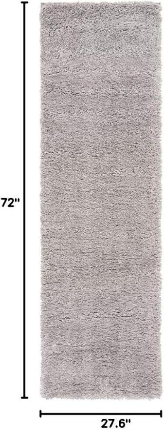 SAFAVIEH Fontana Shag Collection Runner Rug - 2'3" x 6', Grey, Solid Design, Non-Shedding & Easy Care, 2-inch Thick Ideal for High Traffic Areas in Living Room, Bedroom (FNT800F)
