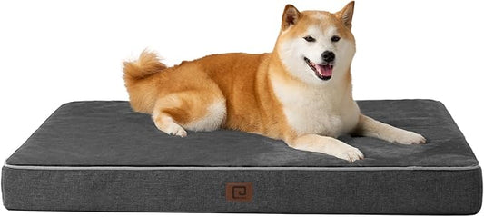 EHEYCIGA Memory Foam Dog Bed Orthopedic 35"x23"，Waterproof Pet Bed for Larged Size Dogs ，Washable Pet Mat with Removable Cover,Dark Grey