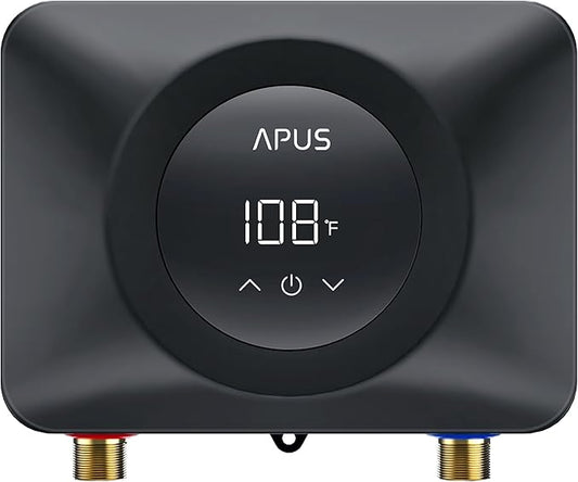 APUS Tankless Water Heater Electric 240V, 4500W Instant On Demand Hot Water Heaters, Under Sink Point of Use Water Heater, LED Digital Display, Ultra Compact for Kitchen, Bathroom, Laundry