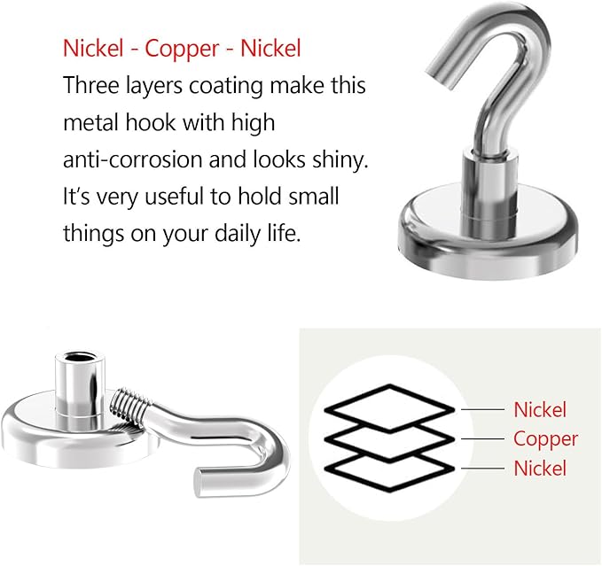 Heavy Duty Magnetic Hooks with 1.25"Dia Magnetic Base,110lbs - 8Pack Super Strong Rare Earth Magnet Hook,Extra Strong Cruise Hook for Hanging,Magnetic Hanger for Cabins,Grill,Metal Surface