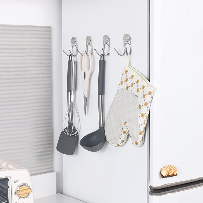 Magnetic Hooks Heavy Duty 304 Stainless Steel Hooks,Magnets Hanging Hooks for Refrigerator Grill Toolbox Cabins Outdoor,Cruise Essentials Camper Accessories,8pack(Silver 1.1in-2-40 8p)