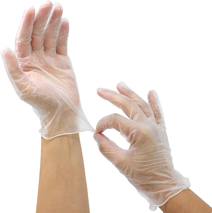 SAFE HANDLER Industrial Vinyl Gloves | Latex Free, Powder Free, Multi Purpose, Cleaning, For Work or For Home, Disposable Gloves, 100 per box (1 box)