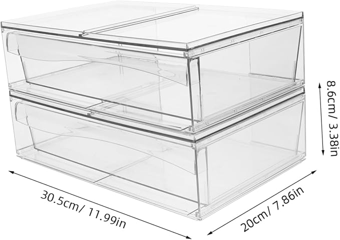 2pcs Acrylic Makeup Organizer Box Drawer Detachable Desktop Storage for Cosmetics Bathroom Accessories and Items and Easy to Clean