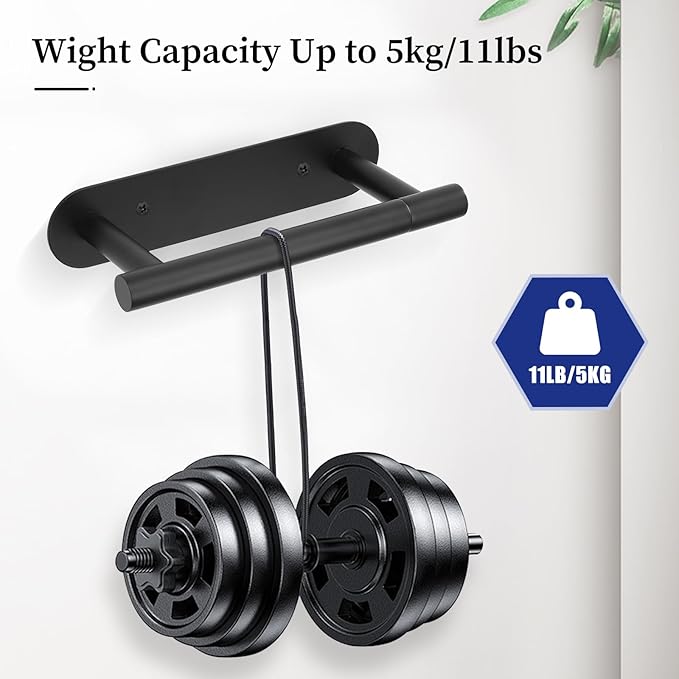 2 Pieces Matte Black Toilet Paper Holder, Upgraded Commercial Toilet Paper Dispenser Toilet Roll Holder, Modern Double Base Paper Towel Holder Wall Mount for Bathroom, Kitchen