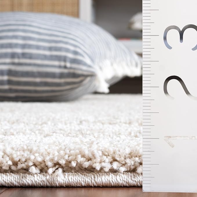 SAFAVIEH Florida Shag Collection Runner Rug - 2'3" x 8', Beige & Dark Beige, Non-Shedding, 1.2-inch Thick, Ideal for Living Room, Hallway, Foyer, Bedroom (SG454-1317-28)
