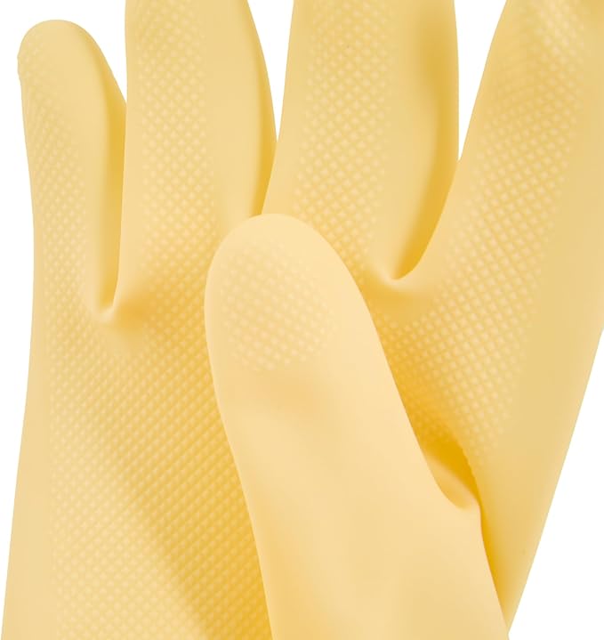 Clean Tek Professional 22 Mil Small Cleaning Gloves, 1 Pair Of Long Cuff Gloves - No-Slip Grip, No-Powder, Yellow Latex Gloves For Kitchen Cleaning, Ideal For Washing Dishes