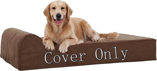 Large Dog Bed Replacement Cover - Extra Large Memory Foam Pet Liner with Zipper, XXL Size, Chocolate, Cover Only