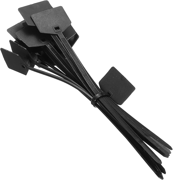 MECCANIXITY 100Pcs 6 Inch Waterproof Shipping Tags 0.16" Nylon Writable Hanging Tag Self Locking Labels Zip Tie Wraps for Indoor and Outdoor, Black