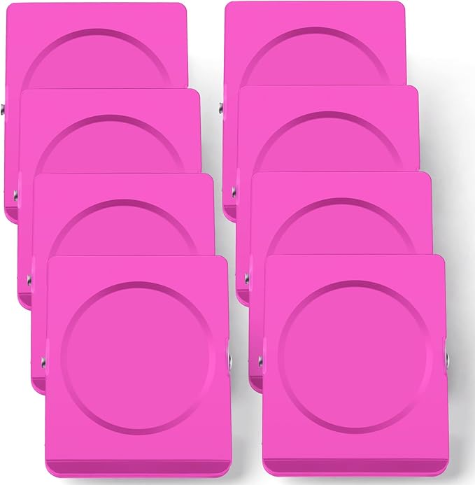 Grtard Strong Magnetic Clips, 2.2 Inch Extra Large Magnetic Clips Heavy Duty, 8Pack Magnet Clip for Fridge, Clip Magnets for Refrigerator, Whiteboard, Classroom, Kitchen, Office Organizer (Pink)