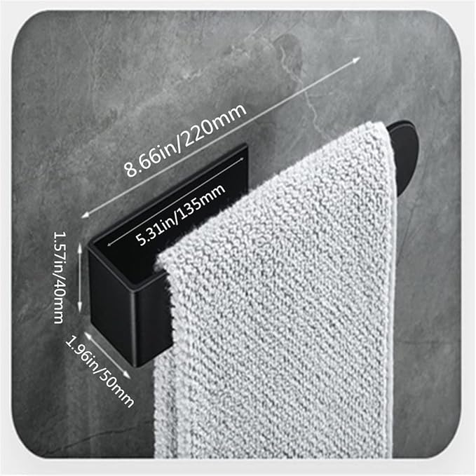 2pcs Towel Holder SUS 304 Stainless Steel — Self Adhesive Towel Rod Rack for Bathroom & Kitchen, Black