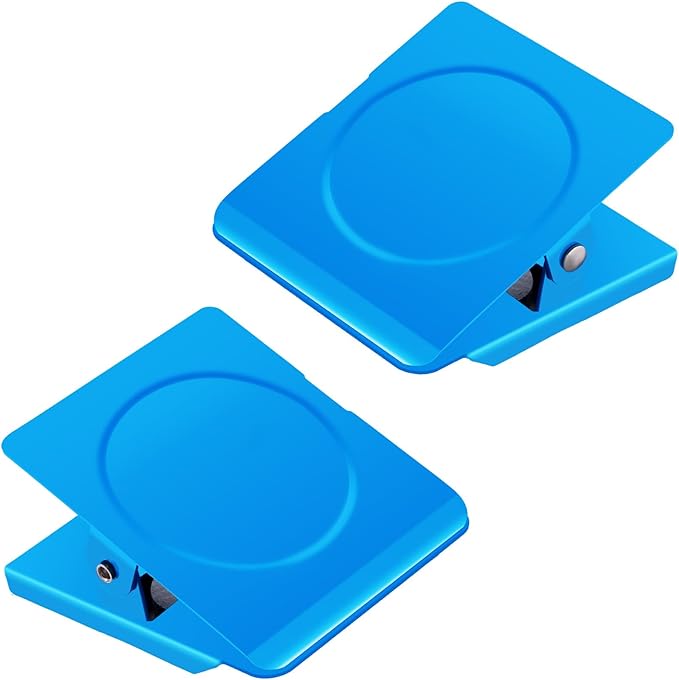 Grtard Strong Magnetic Clips, 2.2 Inch Extra Large Magnetic Clips Heavy Duty, 2Pack Magnet Clip for Fridge, Clip Magnets for Refrigerator, Whiteboard, Classroom, Kitchen, Office Organizer (Blue)
