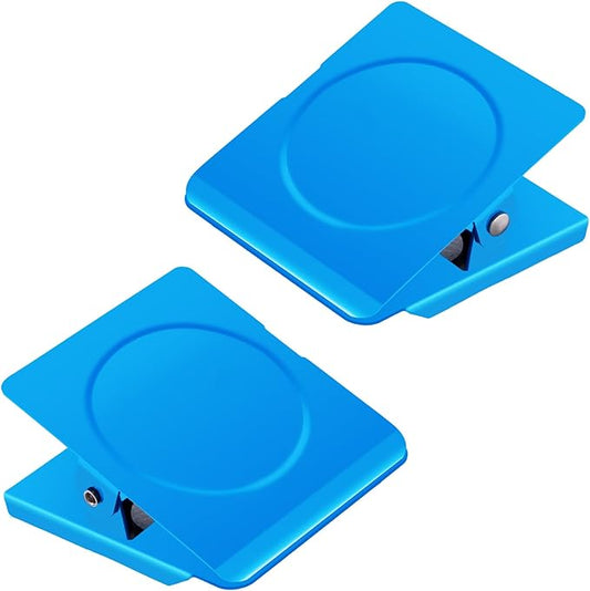 Grtard Strong Magnetic Clips, 2.2 Inch Extra Large Magnetic Clips Heavy Duty, 2Pack Magnet Clip for Fridge, Clip Magnets for Refrigerator, Whiteboard, Classroom, Kitchen, Office Organizer (Blue)