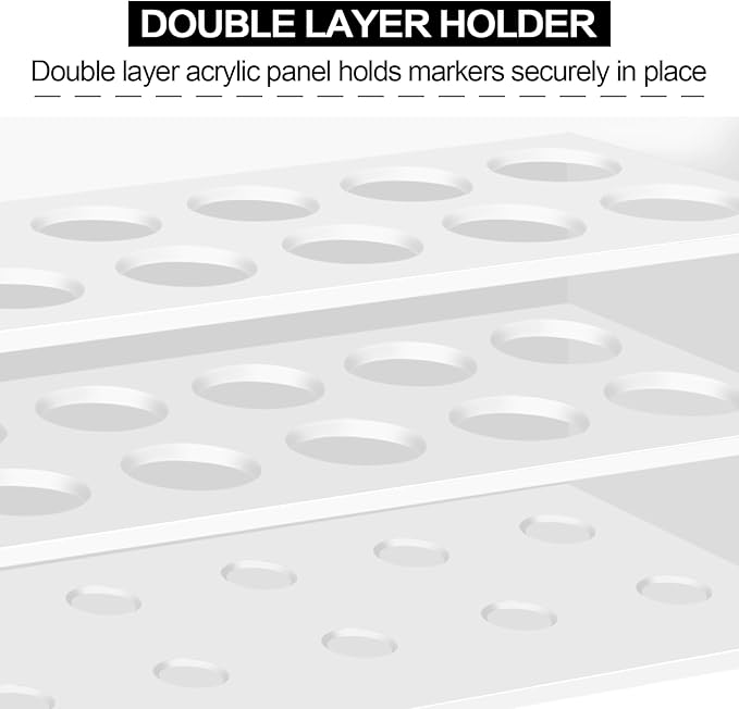 Acrylic Magnetic Dry Erase Marker Holder, 10 Slots White Magnetic Marker Pen Holder, Magnet Storage for Whiteboard Office, School, Home, Pen,Eraser,Cleaner Not Included