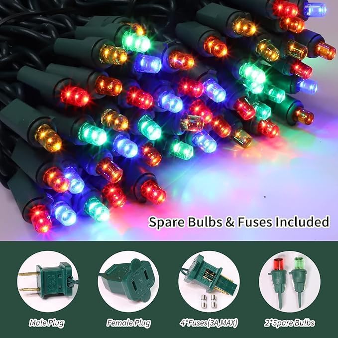 LAMPHOME Multi-Colored Christmas Mini String Lights, 60 LED Waterproof Fairy Tree Lights Plug in, Connectable Christmas Decorations for Indoor Outdoor Easter Patio Holiday Theme Party Yard House