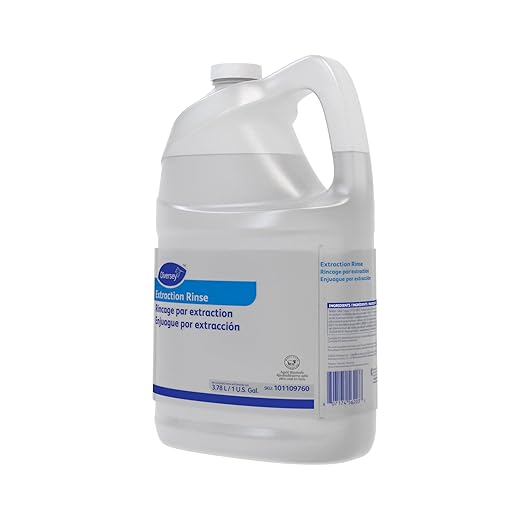 Diversey 101109760 Extraction Rinse for Carpet Extraction Machines, Removes Hard Water Deposits & Soap Residue, Fruity Floral Scent, Liquid Concentrate, 1-Gallon (Pack of 4)