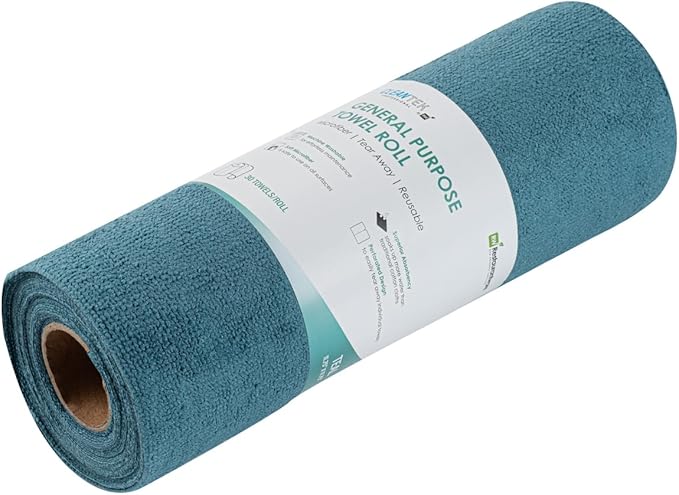 Clean Tek Professional 11.8 x 11.8 Inch Microfiber Towel Rolls, 300 Reusable Towel Rolls - Tear Away, Perforated, Teal Microfiber Cleaning Roll, For All The Cleaning Tasks
