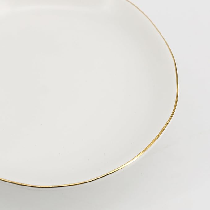 COLLECTIVE HOME - Ceramic Jewelry Tray, Decorative Geometric Jewelry Dish, Luxurious Trinket Tray with High Base, Birthday Mother's Day for Women (Round Glossy Gold)