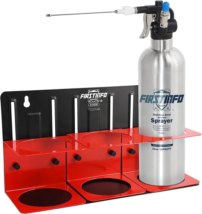FIRSTINFO Patented Max. Pressure 110psi / 650ml Stainless Steel Canister Refillable Aerosol Spray Can w/Storage Holder