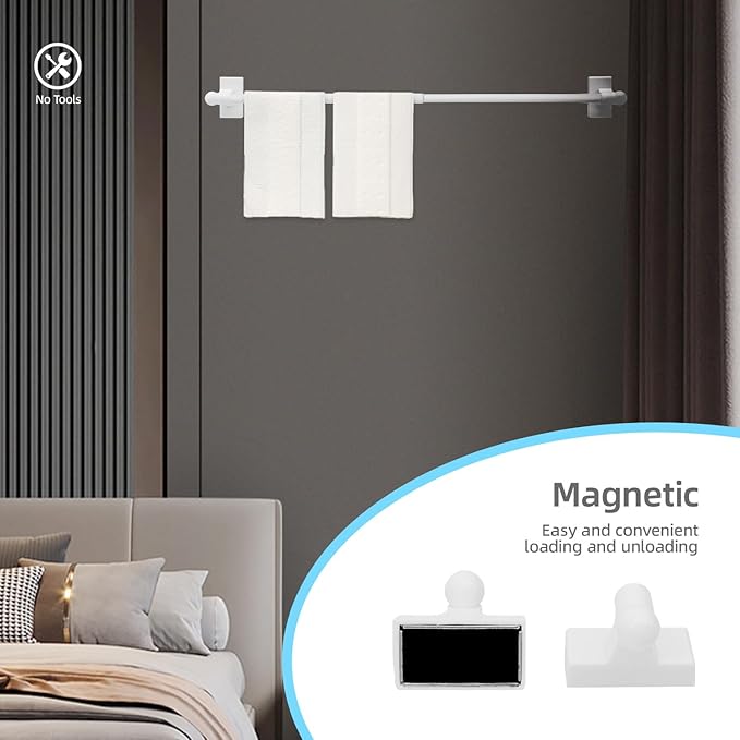 WL.Rocaille Magnetic Curtain Rods for Metal Doors, Windows, Refrigerator 9 to 16 Inch/2 Pack/Easy Installation French Door Curtains Bar, Multi-Useful (White, 2pack)