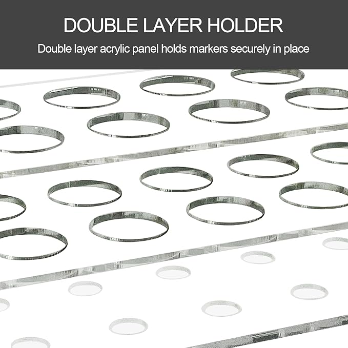 Acrylic Magnetic Dry Erase Marker Holder, 10 Slots Clear Magnetic Marker Pen Holder, Magnet Storage for Whiteboard, Desk, Office, Classroom, Home, Pen,Eraser,Cleaner Not Included