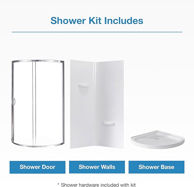 OVE Decors Breeze 34 in. Corner Shower Clear Sliding Door with Walls and Base in Chrome Finish